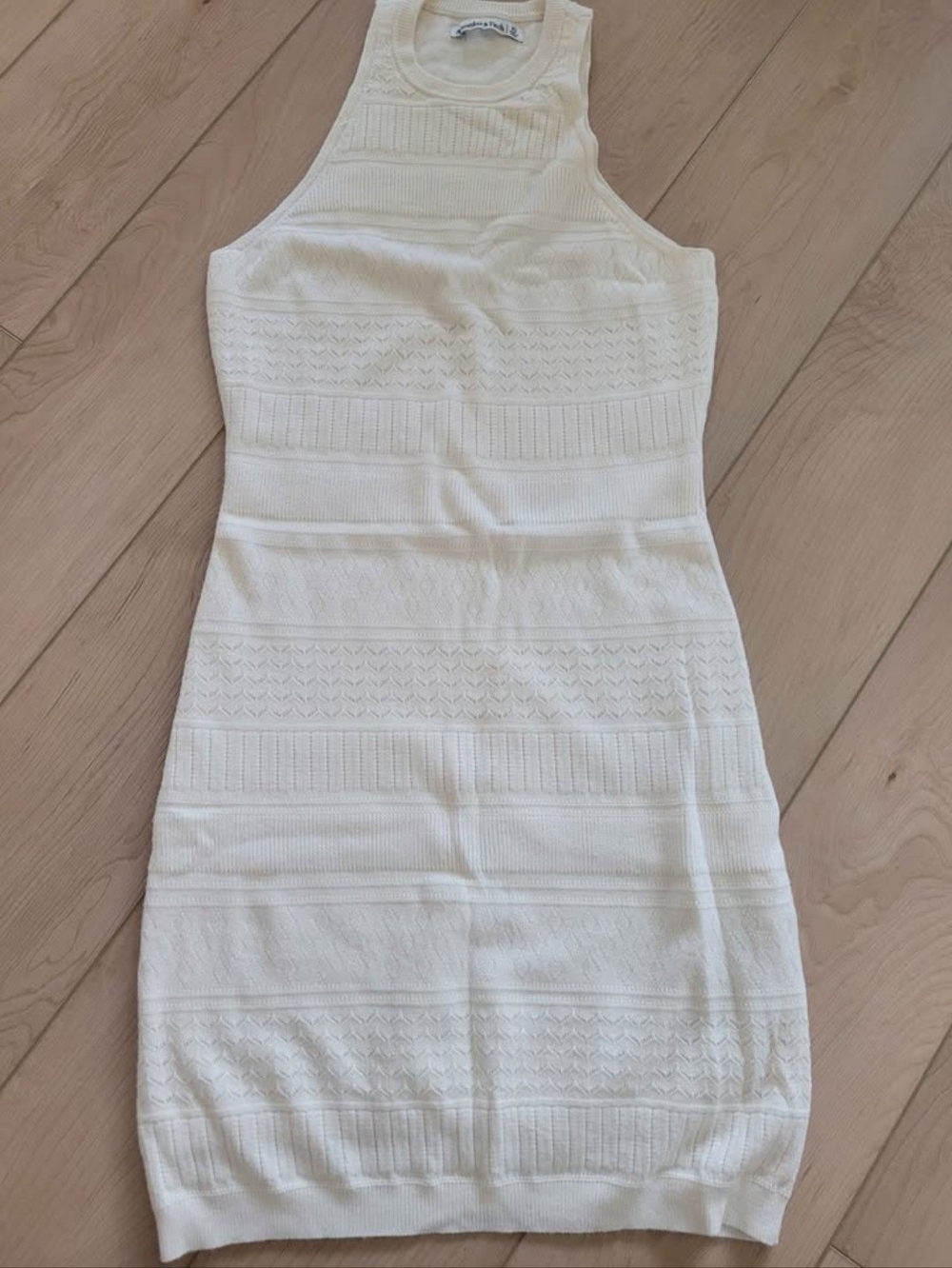 Abercrombie & Fitch Cream Ribbed Knit Mini Dress